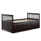 Costway Twin Captain's Bed Bunk Bed Alternative w/ Trundle & Drawers for Kids WalnutEspressoWhite