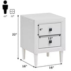 Costway 2 Mesitas de Noche Mesa Auxiliar de Café con Patas de Madera Cajones de Almacenamiento Blancas