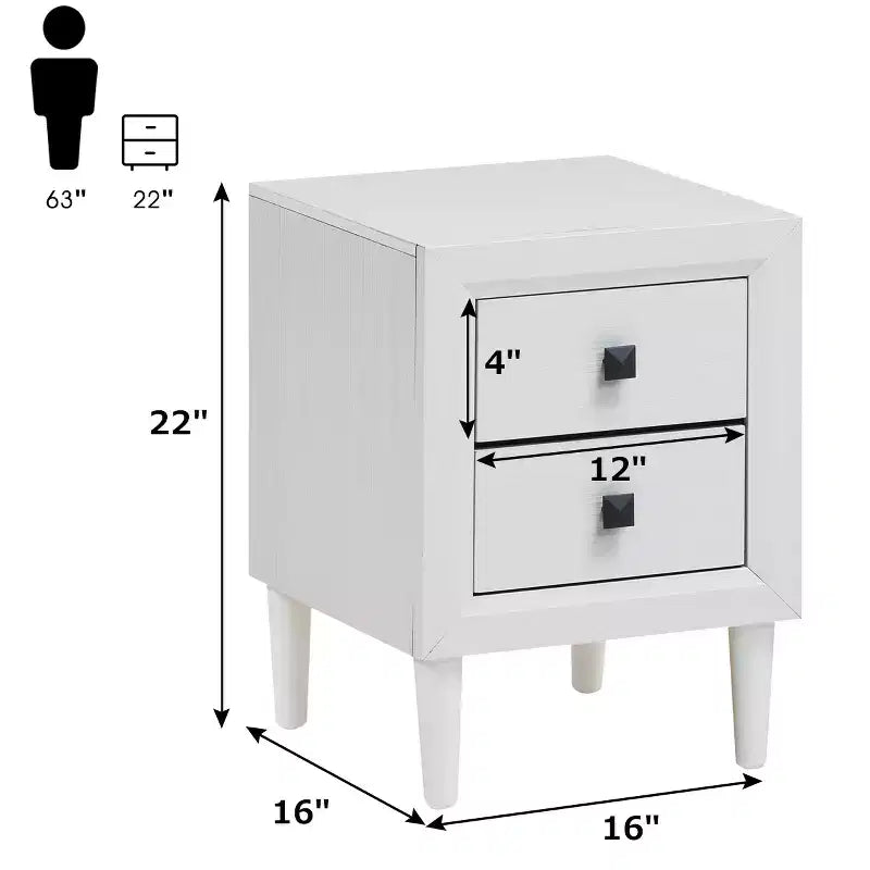 Costway 2 Mesitas de Noche Mesa Auxiliar de Café con Patas de Madera Cajones de Almacenamiento Blancas
