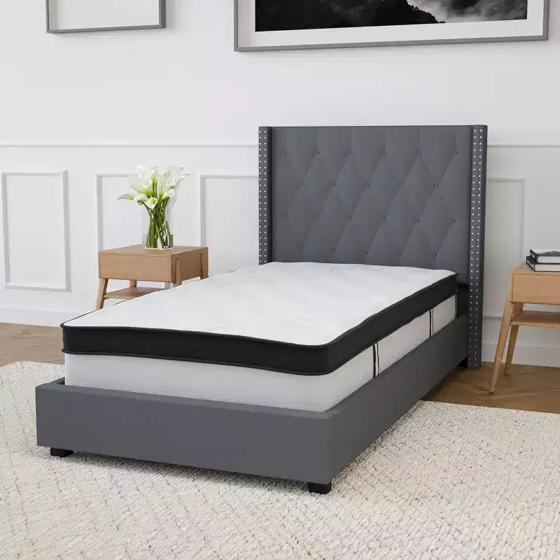 Merrick Lane Hulen 12 Inch Hybrid Pocket Spring & CertiPUR-US Certified Memory Foam Mattress