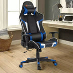 Silla de oficina para juegos reclinable Costway con masaje, giratoria, estilo carreras, con soporte lumbar