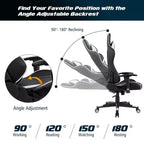 Silla de oficina para juegos reclinable Costway con masaje, giratoria, estilo carreras, con soporte lumbar
