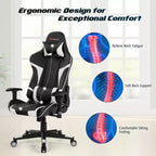 Silla de oficina para juegos reclinable Costway con masaje, giratoria, estilo carreras, con soporte lumbar