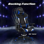 Silla de oficina para juegos reclinable Costway con masaje, giratoria, estilo carreras, con soporte lumbar