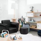 Costway Sofá Infantil Silla Sillón para Niños Pequeños Regalo de Cumpleaños con Otomana Negro