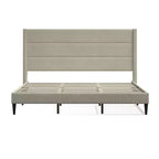 Glenwillow Home Pax - Estructura de cama tapizada tipo plataforma, elegante cabecera tipo ala, base para colchón, no necesita somier, fácil montaje