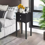 Mesa auxiliar Costway con 2 cajones, mesita de noche, muebles, color negro