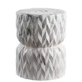 JONATHAN Y Chevron Drum 17.5 White Marble Finish Ceramic Garden Stool/Accent Table
