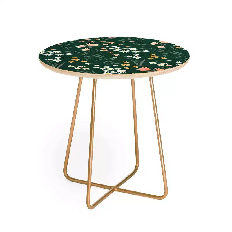 Mesa auxiliar redonda con temática Flores del Prado de Emanuela Carratoni - Deny Designs