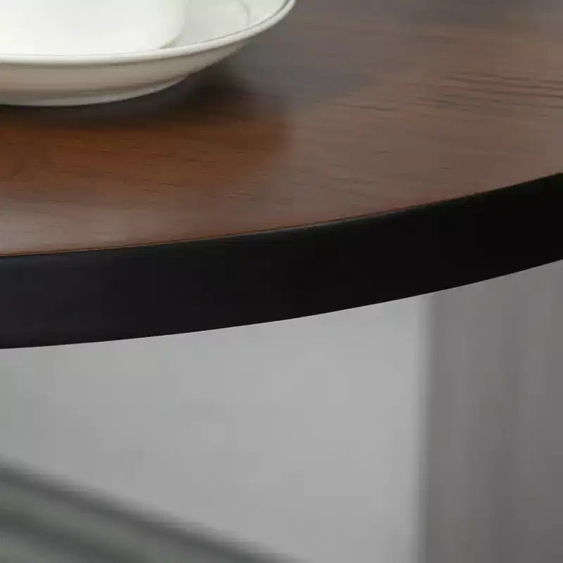HOMCOM Mesa de bar rústica industrial de 41H, mesa de pub con tapa de madera de olmo y base de metal