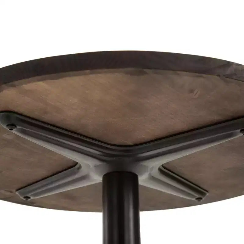 HOMCOM Mesa de bar rústica industrial de 41H, mesa de pub con tapa de madera de olmo y base de metal