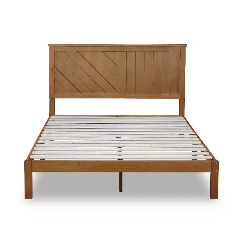MUSEHOMEINC Base de cama de plataforma de madera maciza de 12 pulgadas con listones de madera, Queen