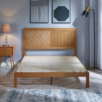 MUSEHOMEINC Base de cama de plataforma de madera maciza de 12 pulgadas con listones de madera, Queen
