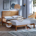 MUSEHOMEINC Base de cama de plataforma de madera maciza de 12 pulgadas con listones de madera, Queen