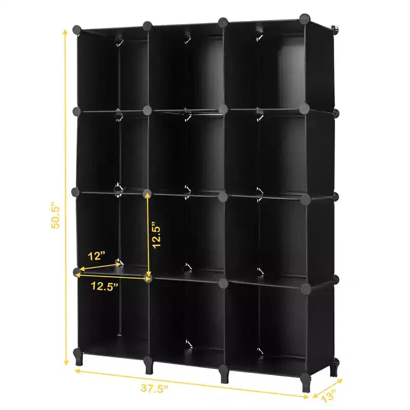 Costway Organizador de almacenamiento de 12 cubos, unidades organizadoras de plástico con estructura de acero, negro