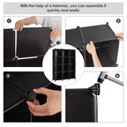 Costway Organizador de almacenamiento de 12 cubos, unidades organizadoras de plástico con estructura de acero, negro