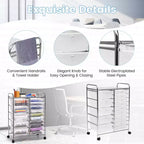 Costway Carrito organizador rodante de 15 cajones para arte y manualidades, herramientas, papel de scrapbooking, oficina, escuela, transparente