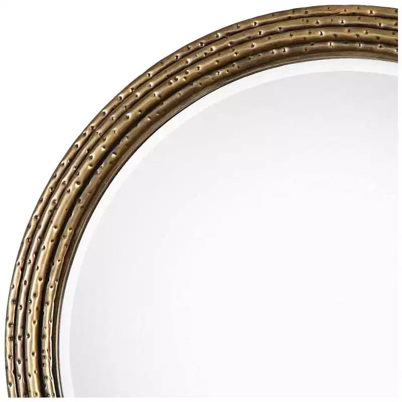 Espejo de pared decorativo redondo para tocador Uttermost, marco de hierro martillado rústico envejecido dorado, 42 1/4 de ancho, para baño, dormitorio, sala de estar