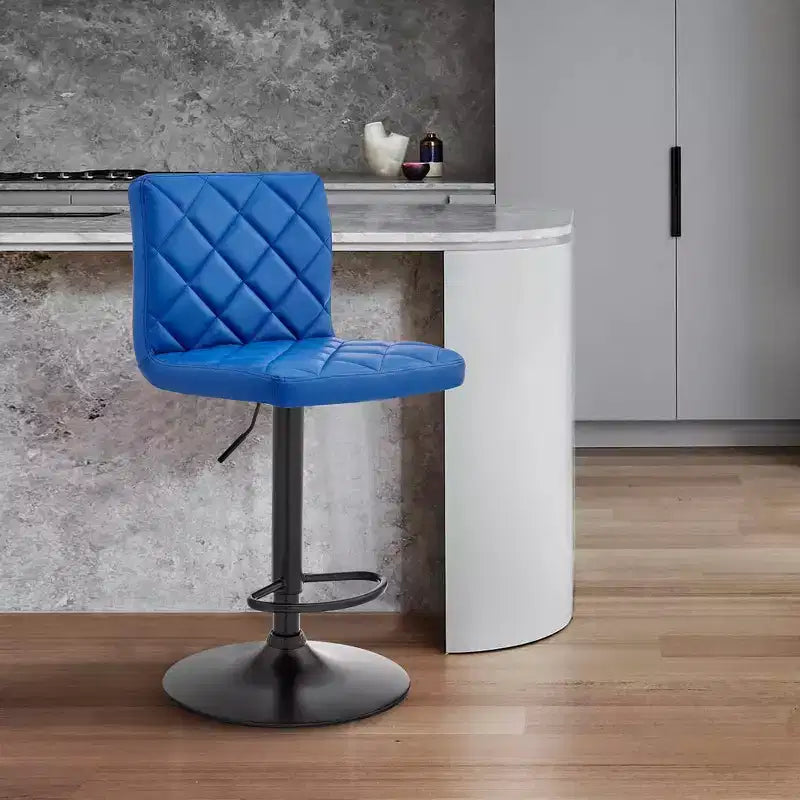 Taburete de bar ajustable Duval con cuero sintético y acabado metálico - Armen Living