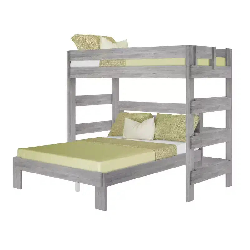 Litera moderna de madera maciza estilo casa de campo Max & Lily, estructura en L, individual sobre matrimonial, para niños
