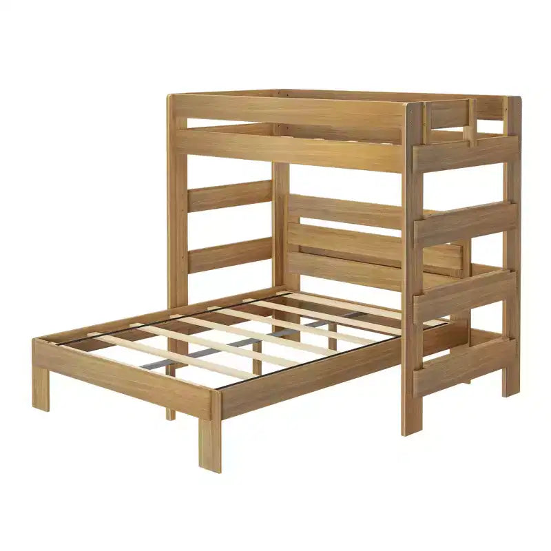 Litera moderna de madera maciza estilo casa de campo Max & Lily, estructura en L, individual sobre matrimonial, para niños