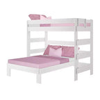 Max & Lily Litera de madera maciza, marco de cama en forma de L de dos plazas con cama de matrimonio, estilo moderno de granja para niños