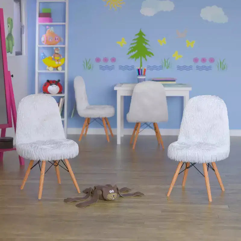 Emma and Oliver Sillón decorativo infantil de pelo sintético con diseño de perro, paquete de 4 unidades - Silla de escritorio - Silla para sala de juegos