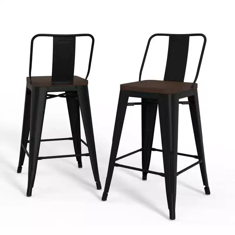 Juego de 4 taburetes de bar Josephine de 24" de metal y madera a la altura de la encimera - WyndenHall
