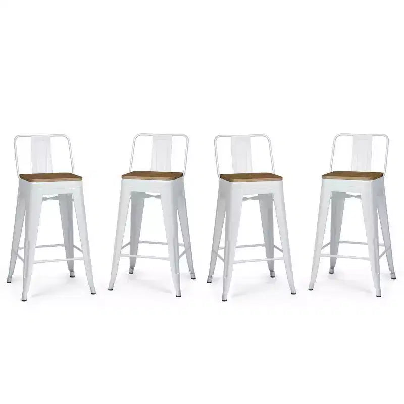Juego de 4 taburetes de bar Josephine de 24" de metal y madera a la altura de la encimera - WyndenHall