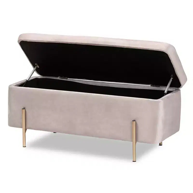 Banco de Almacenamiento Rockwell Velvet Metal - Baxton Studio