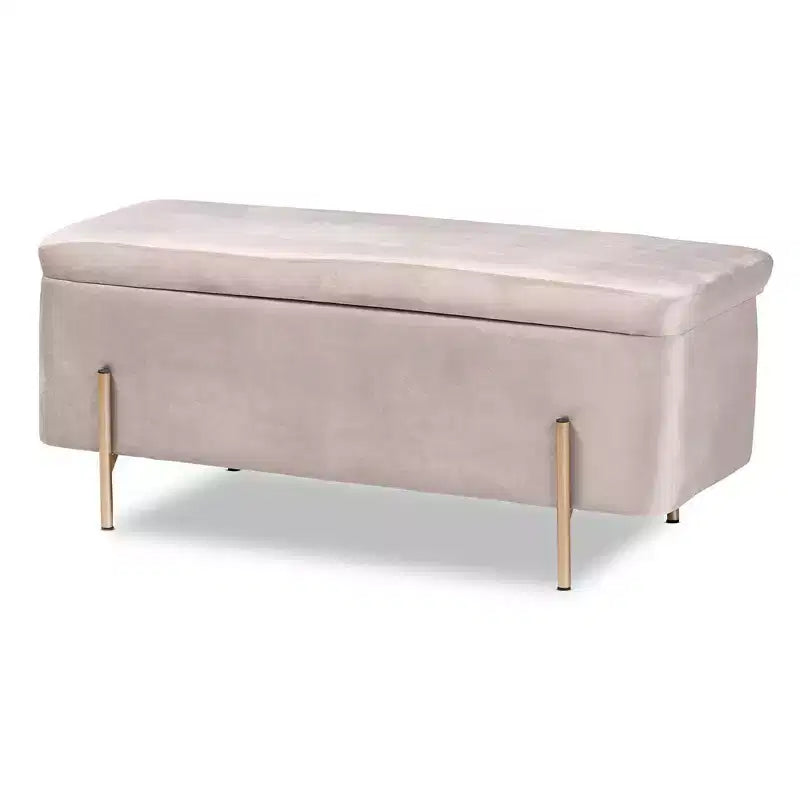 Banco de Almacenamiento Rockwell Velvet Metal - Baxton Studio