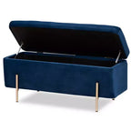 Banco de Almacenamiento Rockwell Velvet Metal - Baxton Studio