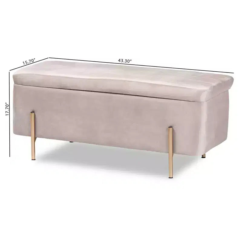 Banco de Almacenamiento Rockwell Velvet Metal - Baxton Studio