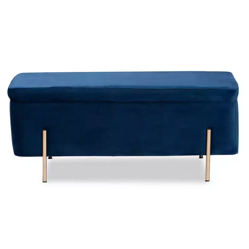 Banco de Almacenamiento Rockwell Velvet Metal - Baxton Studio