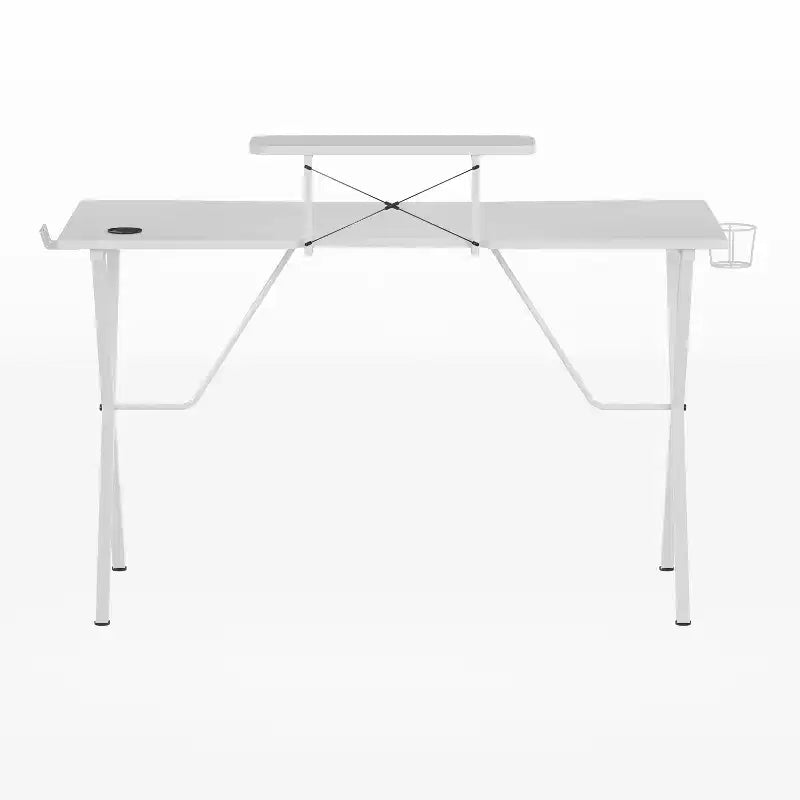 Escritorio de juegos BlackArc con superficie laminada y estructura de acero - Soporte para tazas desmontable, gancho para auriculares y soporte para smartphone/monitor