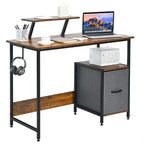 Costway Escritorio de ordenador, mesa de trabajo para oficina en casa con estante y soporte de almacenamiento móvil