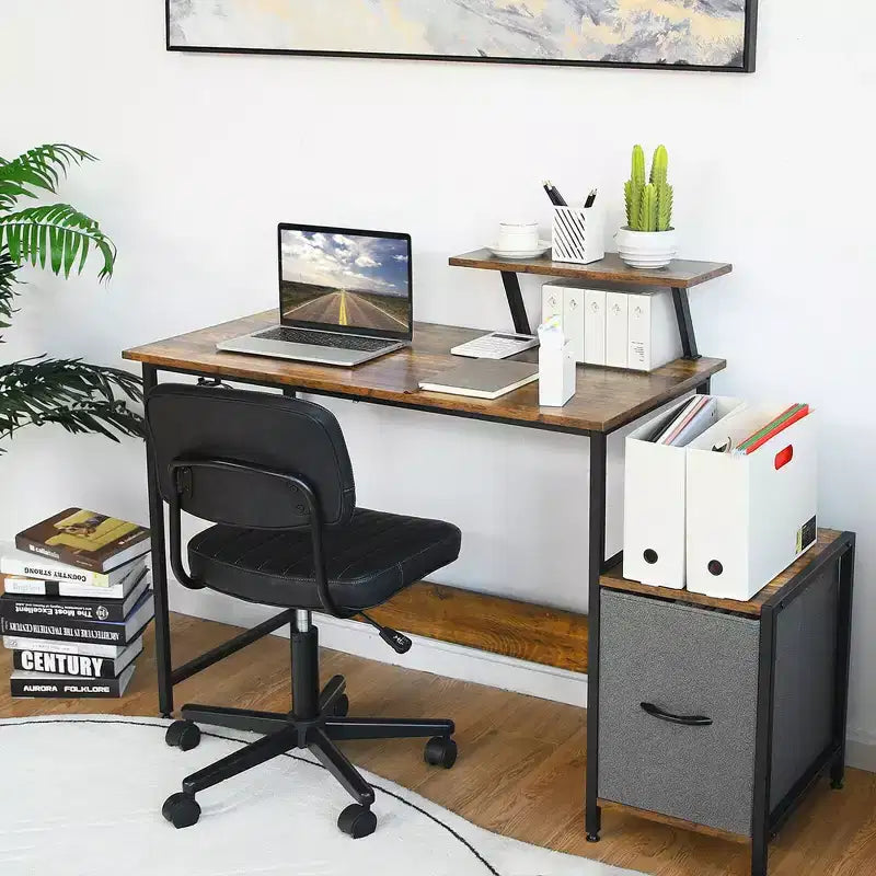 Costway Escritorio de ordenador, mesa de trabajo para oficina en casa con estante y soporte de almacenamiento móvil