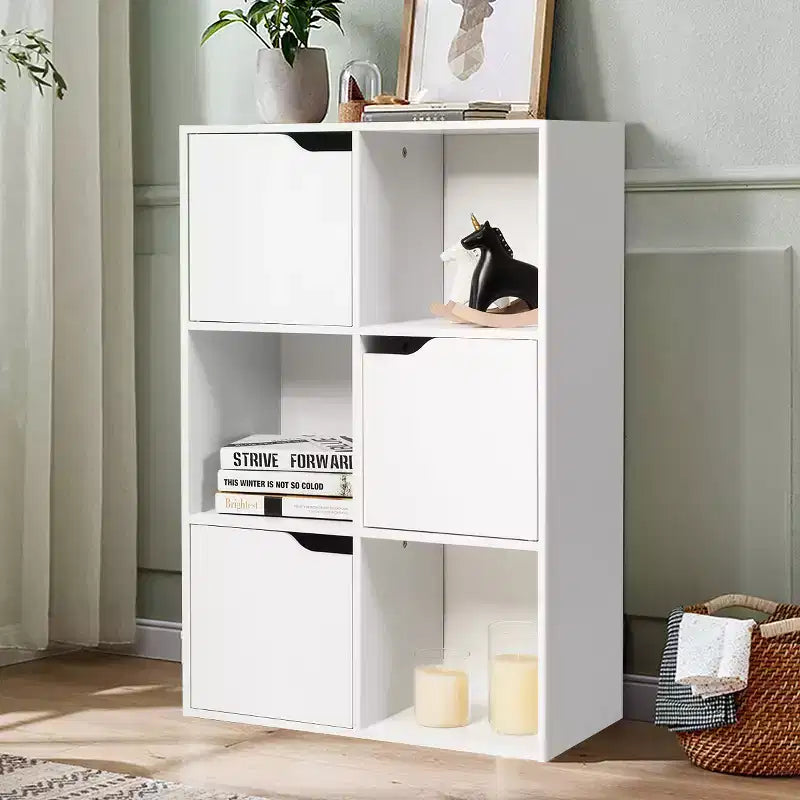 Costway Estantería de 6 cubos, estante de almacenamiento de madera, estantería divisora de ambientes, organización