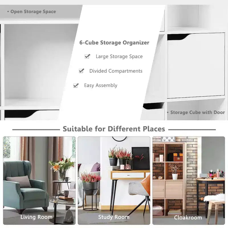 Costway Estantería de 6 cubos, estante de almacenamiento de madera, estantería divisora de ambientes, organización