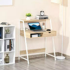 Escritorio HOMCOM para oficina en casa, escritorio para computadora para espacios pequeños, mesa de estudio con cajón y estantes de almacenamiento
