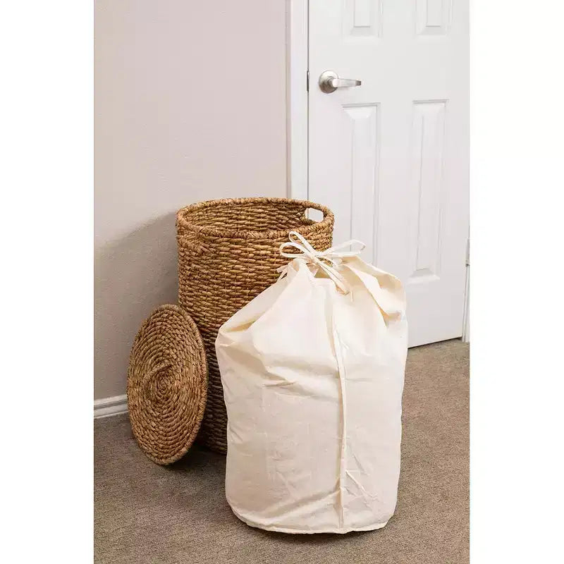 Cesto de ropa sucia BirdRock Home Seagrass con forro - Natural
