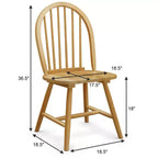 Costway Juego de 4 sillas laterales de comedor Windsor vintage, cocina con respaldo de huso de madera, natural