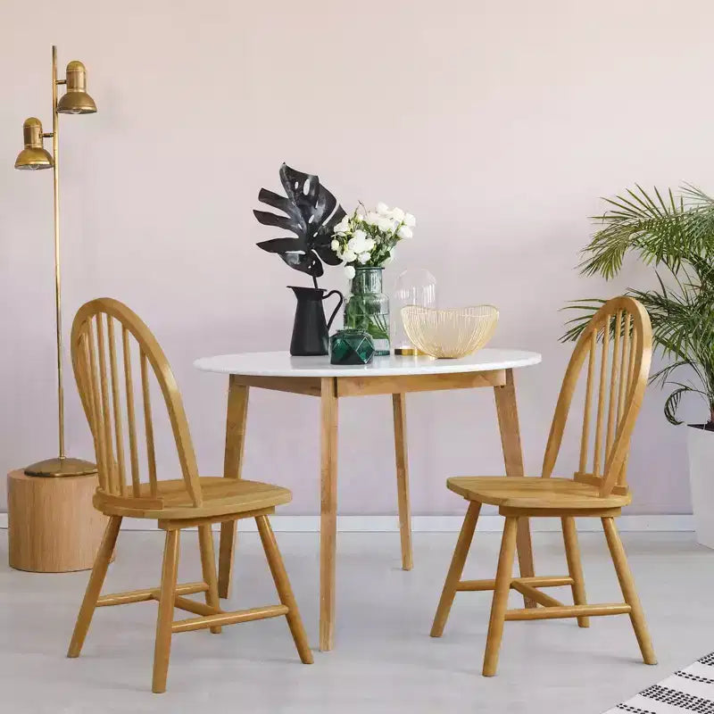 Costway Juego de 4 sillas laterales de comedor Windsor vintage, cocina con respaldo de huso de madera, natural