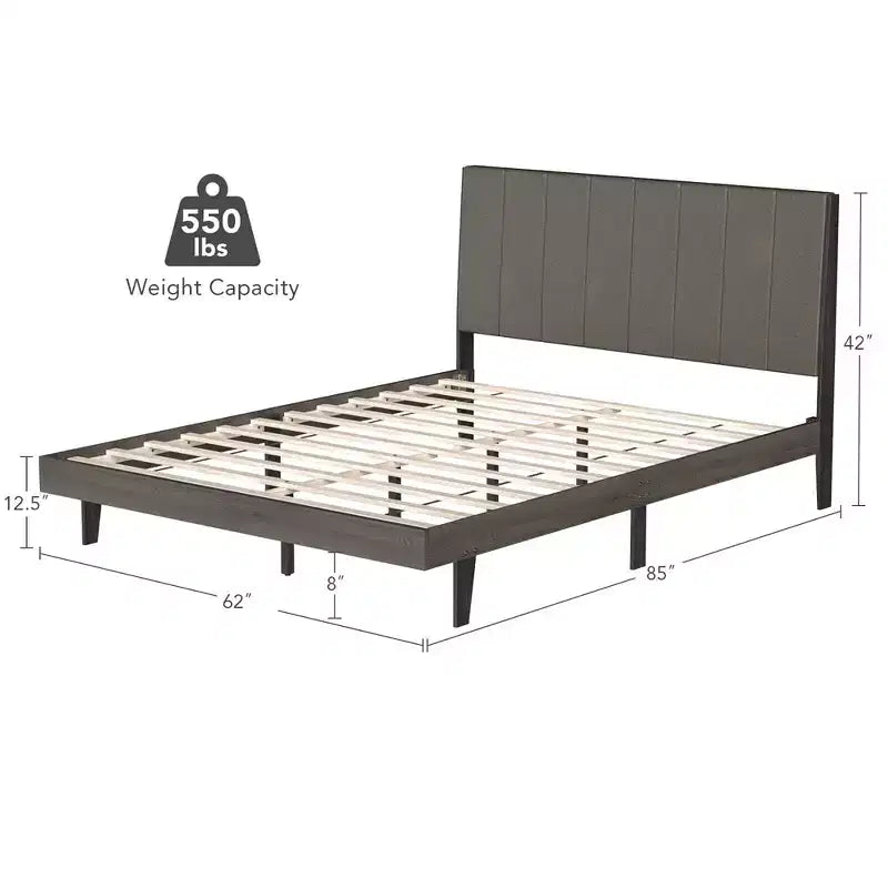 Base de colchón tapizada con copetudos y plataforma de madera con cabecero, tamaño Queen, marca Costway