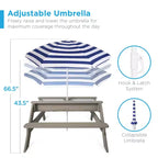 Mesa de picnic 3 en 1 para niños de Best Choice Products, para actividades al aire libre con arena y agua, con sombrilla