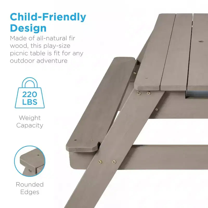 Mesa de picnic 3 en 1 para niños de Best Choice Products, para actividades al aire libre con arena y agua, con sombrilla