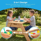 Mesa de picnic 3 en 1 para niños de Best Choice Products, para actividades al aire libre con arena y agua, con sombrilla