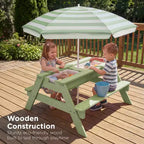Mesa de picnic 3 en 1 para niños de Best Choice Products, para actividades al aire libre con arena y agua, con sombrilla