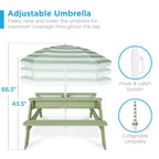 Mesa de picnic 3 en 1 para niños de Best Choice Products, para actividades al aire libre con arena y agua, con sombrilla