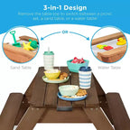 Mesa de picnic 3 en 1 para niños de Best Choice Products, para actividades al aire libre con arena y agua, con sombrilla